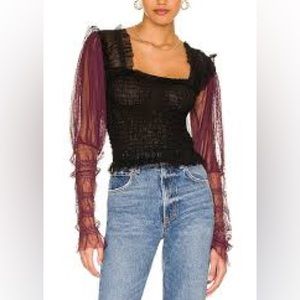Brand new with tags Free People Nothing Sweeter top in plum/black size xs